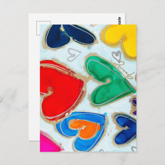 Coeurs de Lovitude en Carte postale bleue (Devant / Derrière)