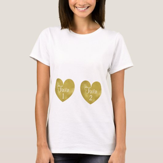 Coeurs de maternité de feuille d'or de T-shirt de (Devant)