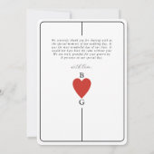 Coeurs de monogramme jouer carte Mariage Merci (Dos)