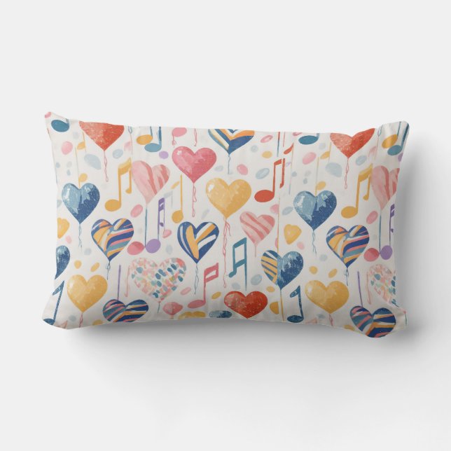 Coeurs de musique lancer oreiller (Verso)