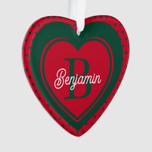 Coeurs de Noël mignons Monogramme simple (devant)