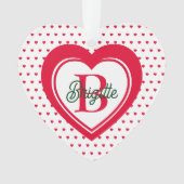 Coeurs de Noël Rouge Monogramme Personnalisé (devant)