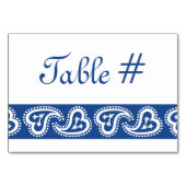 Coeurs de paisley doux dans la carte de table bleu (Dos)