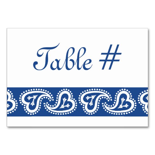Coeurs de paisley doux dans la carte de table bleu (Devant)