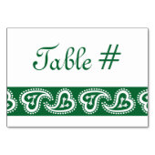 Coeurs de paisley doux dans la carte de table vert (Dos)