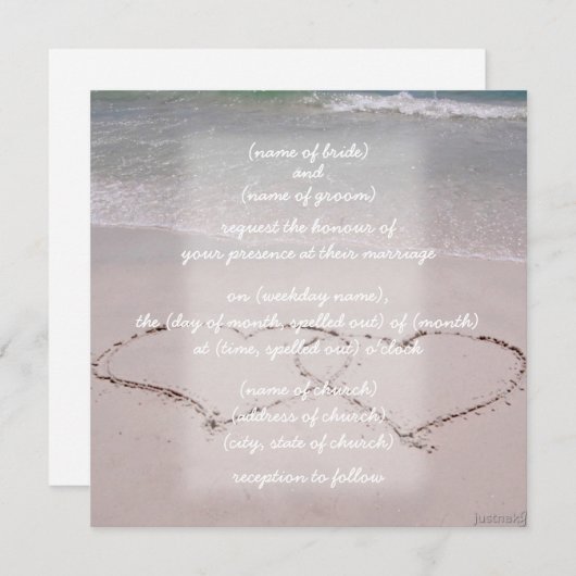 coeurs de plage Invitation (Devant / Derrière)