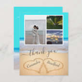 Coeurs de plage tropicaux en Merci Mariage de sabl (Devant / Derrière)