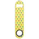 Coeurs de polka arc-en-ciel sur jaune (Dos)