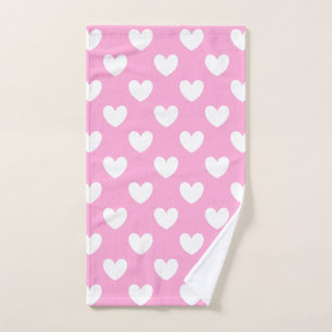 Coeurs de polka blanc sur Cotton Candy rose