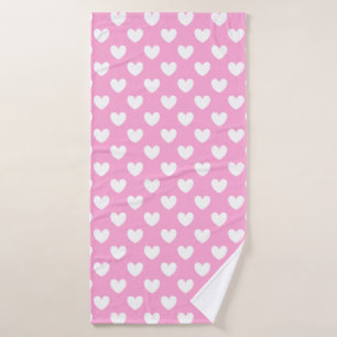 Coeurs de polka blanc sur Cotton Candy rose