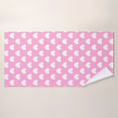 Coeurs de polka blanc sur Cotton Candy rose (Serviette de bain)