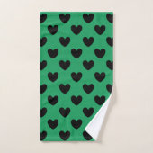 Coeurs de polka noir sur Kelly green (Serviette à main)