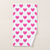 Coeurs de polka rose Fuchsia sur blanc (Serviette à main)