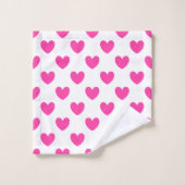 Coeurs de polka rose Fuchsia sur blanc (Gant de toilette)