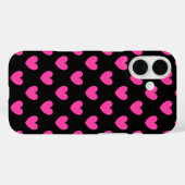 Coeurs de polka rose Fuchsia sur le Coque noir-Mat (Verso (horizontal))