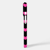 Coeurs de polka rose Fuchsia sur le Coque noir-Mat (Verso / Gauche)