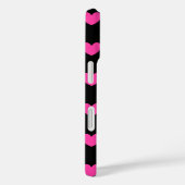Coeurs de polka rose Fuchsia sur le Coque noir-Mat (Verso / Droite)