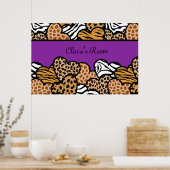 Coeurs de poster de animal de fille pourpre avec u (Cuisine)