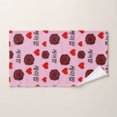 Coeurs de roses rouges foncées Croquis Kpop Style  (Serviette à main)