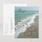 Coeurs de sable sur la carte RSVP de plage (Devant / Derrière)