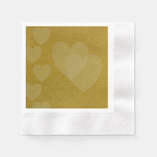 Coeurs de serviettes en papier or (Devant)
