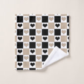 Coeurs de tableau de bord en format, noir et blanc (Gant de toilette)