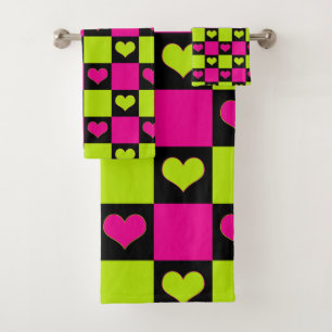 Coeurs de tableau de bord - Vert citron, rose chau