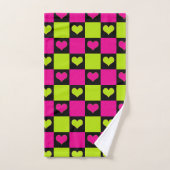 Coeurs de tableau de bord - Vert citron, rose chau (Serviette à main)