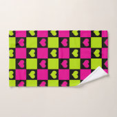Coeurs de tableau de bord - Vert citron, rose chau (Serviette à main)