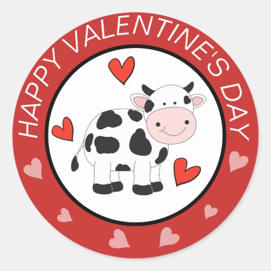 Coeurs de vache Valentines autocollants (Devant)