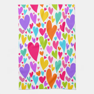 Coeurs de Valentine vibrants Serviette de cuisine