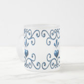 Coeurs défilés tasse en verre dépoli riche bleu (Devant gauche)