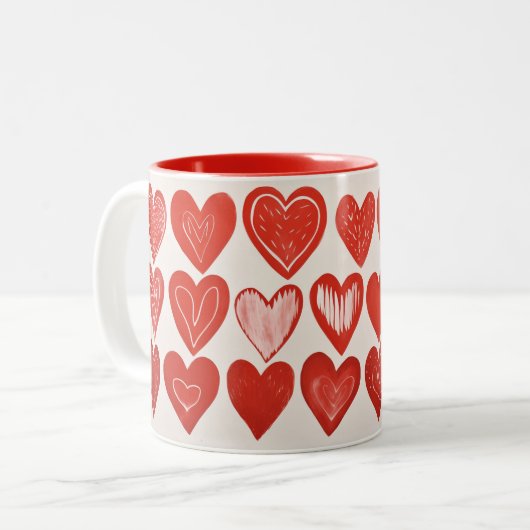 Coeurs dessinés à la main Mug à deux tons (Devant gauche)