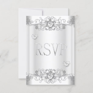 Coeurs diamant blanc argenté RSVP