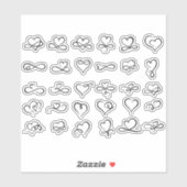 Coeurs Doodles Esthétique Scrapbook Autocollants a (Feuille)