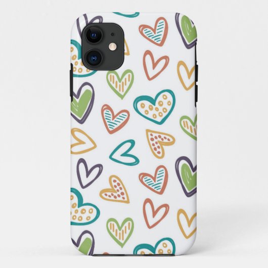 Coeurs Doodles mignons | coque iphone personnalisé (Dos)