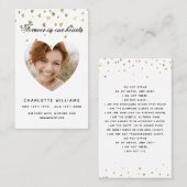 Coeurs d'or blanc photo carte de prière funéraire (Devant / Derrière)