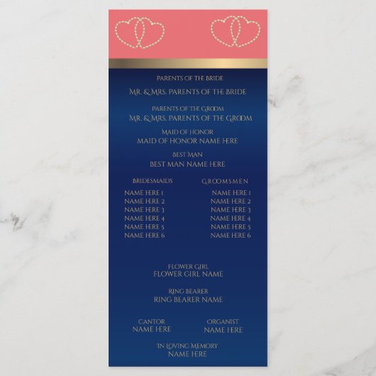 Cœurs d'or Corail et Navy - Programme (Dos)