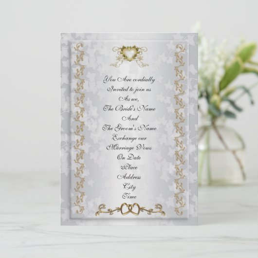 Coeurs d'or faire-part de mariage (Debout devant)