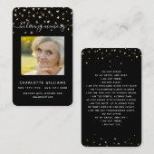 Coeurs d'or noir photo carte de prière funéraire (Devant / Derrière)