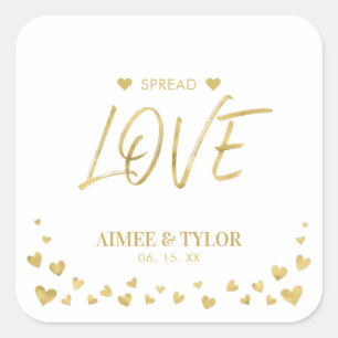 Coeurs d'or répandre l'amour Mariage Favor Sticker