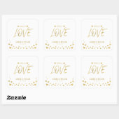 Coeurs d'or répandre l'amour Mariage Favor Sticker (Feuille)