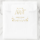 Coeurs d'or répandre l'amour Mariage Favor Sticker (Sac)