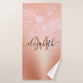 Coeurs d'or rose (Serviette de bain)