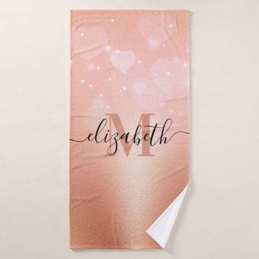 Coeurs d'or rose (Serviette de bain)