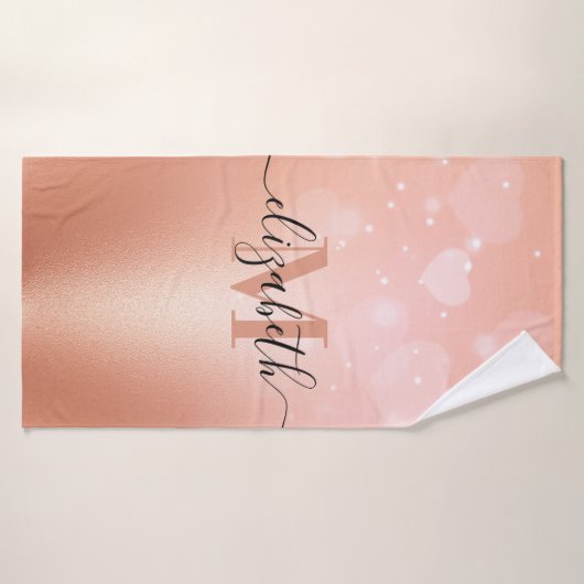 Coeurs d'or rose (Serviette de bain)