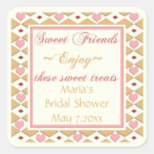 Coeurs d'or rose Diamants Bonbons Stickers Buffet