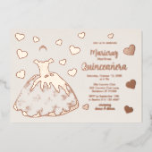 Coeurs d'or Rose ivoire Quinceañera Invitation (Recto)
