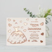 Coeurs d'or Rose ivoire Quinceañera Invitation (Debout devant)