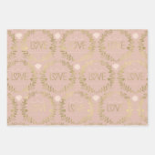 Coeurs d'or rose Love Wrapping feuilles de papier (Devant 3)
